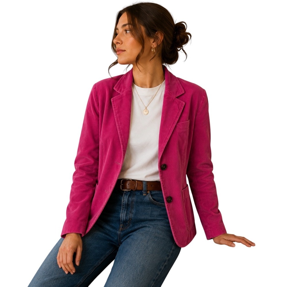 GAP Sz‎ 16 Corduroy Blazer Jacket VTG Y2K Pink Lined Career Office Corpcore 1439